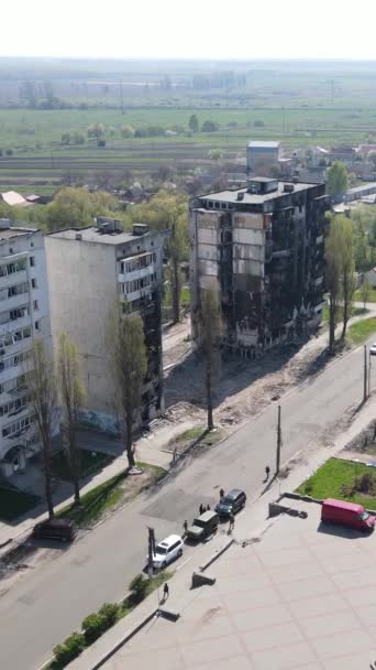 Edifício Residencial Ruínas Borodyanka Região Kiev Ucrânia — Vídeo de Stock