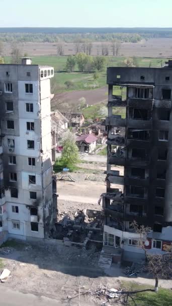 Edifício Residencial Ruínas Borodyanka Região Kiev Ucrânia — Vídeo de Stock