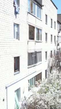 Ukrayna 'nın Kyiv bölgesindeki Borodyanka' daki harabe konut binası