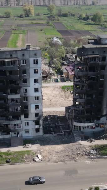 Edifício Residencial Ruínas Borodyanka Região Kiev Ucrânia — Vídeo de Stock