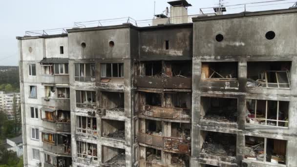 Casa Bruciata Distrutta Kiev Ucraina — Video Stock