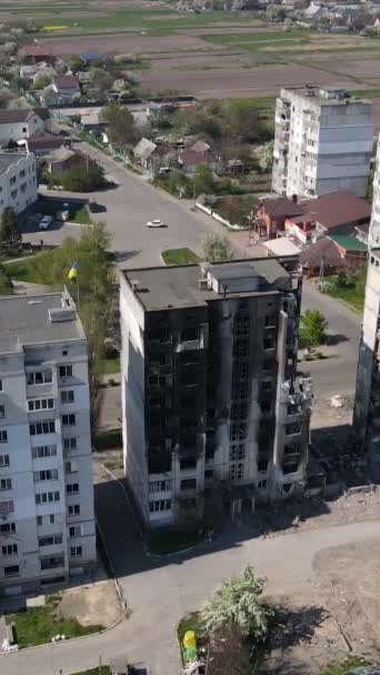 Edificio Residencial Ruinas Borodyanka Región Kiev Ucrania — Vídeo de stock