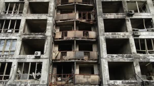 Casa Quemada Destruida Kiev Ucrania — Vídeos de Stock