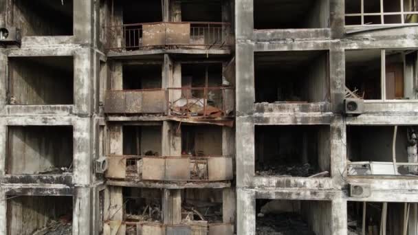 Abgebranntes Und Zerstörtes Haus Kiew Ukraine — Stockvideo