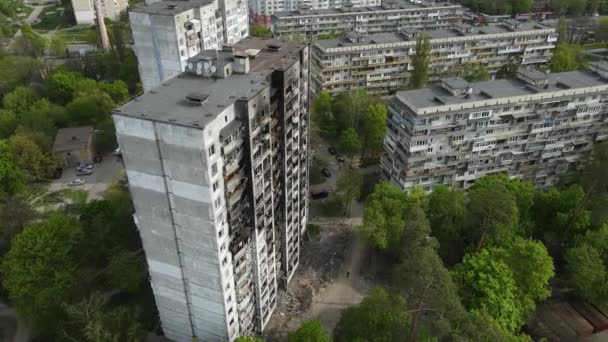 Maison Incendiée Détruite Kiev Ukraine — Video