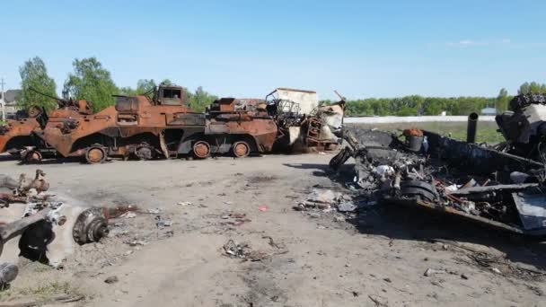 Guerra Ucraina Distrutto Hardware Militare Bucha — Video Stock