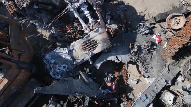Guerre Ukraine Destruction Matériel Militaire Bucha — Video