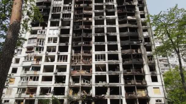 Guerra Ucrânia Casa Queimada Destruída Kiev — Vídeo de Stock