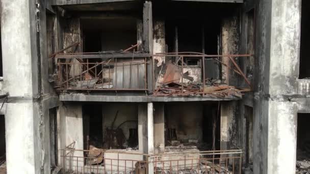 Guerre Ukraine Maison Incendiée Détruite Kiev — Video