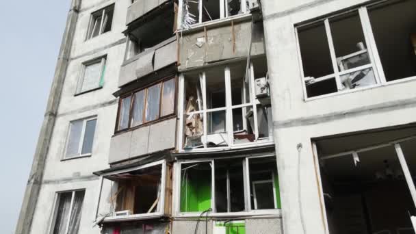 Ukrayna Savaş Kyiv Yanmış Yıkılmış Evler — Stok video