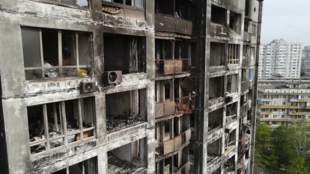 Guerra Ucraina Casa Bruciata Distrutta Kiev — Video Stock