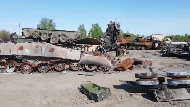 Guerra Ucrania Destruyó Hardware Militar Bucha — Vídeos de Stock