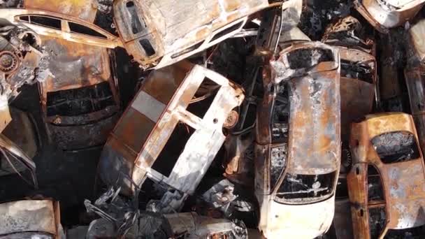 Vídeo Vertical Coches Destruidos Ciudad Irpin Ucrania — Vídeos de Stock