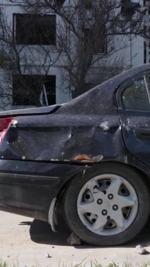 Borodyanka, Ukrayna 'da yıkılmış bir binanın dikey videosu