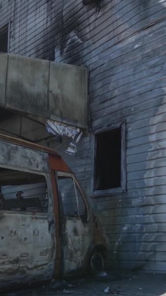 Video Verticale Edificio Distrutto Centro Commerciale Bucha Ucraina — Video Stock