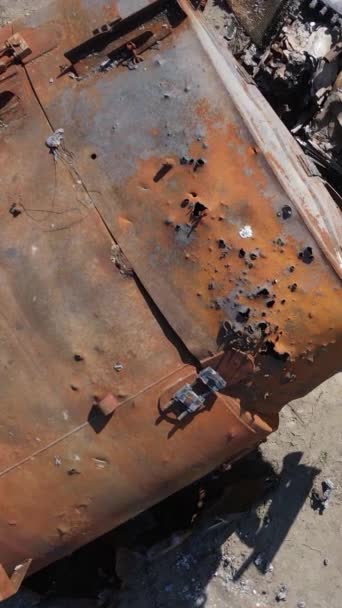 Video Verticale Hardware Militare Distrutto Bucha Ucraina — Video Stock