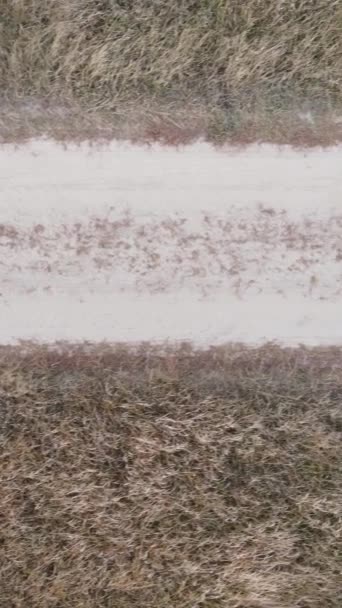Video vertikal dari sebuah jalan melalui lapangan di musim gugur — Stok Video