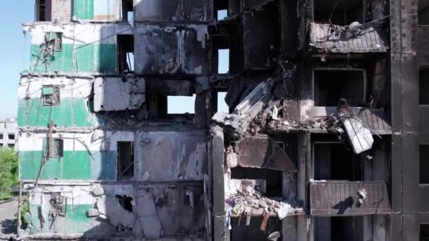 Este Video Muestra Las Secuelas Guerra Ucrania Edificio Residencial Destruido — Vídeos de Stock