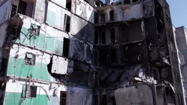 Este Video Muestra Las Secuelas Guerra Ucrania Edificio Residencial Destruido — Vídeos de Stock