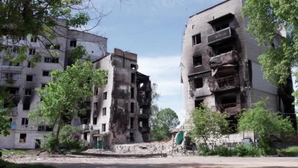 Cette Vidéo Montre Les Conséquences Guerre Ukraine Bâtiment Résidentiel Détruit — Video