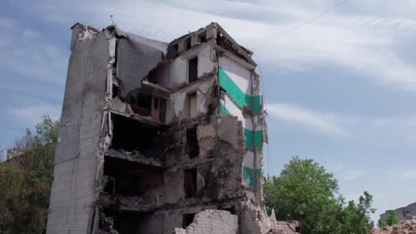 Questo Video Mostra Conseguenze Della Guerra Ucraina Edificio Residenziale Distrutto — Video Stock