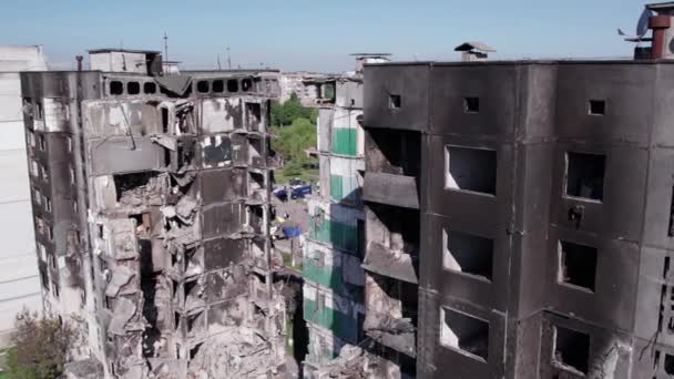 Este Video Muestra Las Secuelas Guerra Ucrania Edificio Residencial Destruido — Vídeo de stock