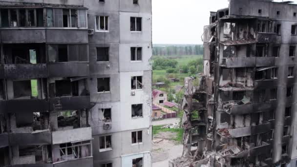 Cette Vidéo Montre Les Conséquences Guerre Ukraine Bâtiment Résidentiel Détruit — Video