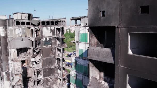 Este Video Muestra Las Secuelas Guerra Ucrania Edificio Residencial Destruido — Vídeos de Stock