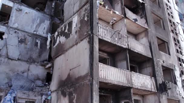 Este Video Muestra Las Secuelas Guerra Ucrania Edificio Residencial Destruido — Vídeos de Stock