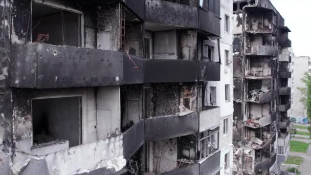 Este Video Muestra Las Secuelas Guerra Ucrania Edificio Residencial Destruido — Vídeo de stock