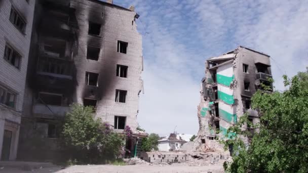 Questo Video Mostra Conseguenze Della Guerra Ucraina Edificio Residenziale Distrutto — Video Stock