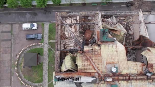 Este Video Muestra Edificio Devastado Por Guerra Stoyanka Distrito Bucha — Vídeos de Stock