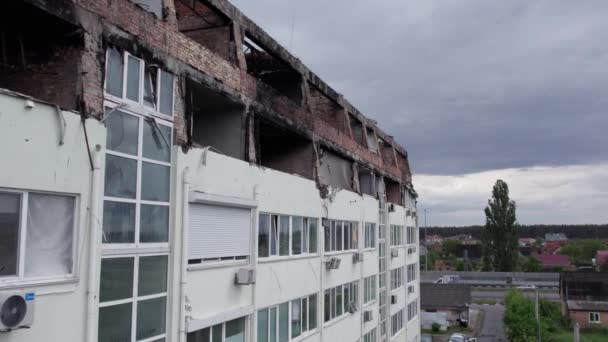 Questo Video Mostra Edificio Devastato Dalla Guerra Nel Distretto Stoyanka — Video Stock