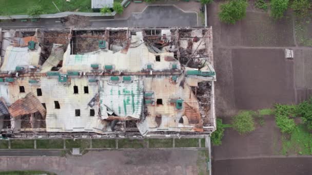 Questo Video Mostra Edificio Devastato Dalla Guerra Nel Distretto Stoyanka — Video Stock