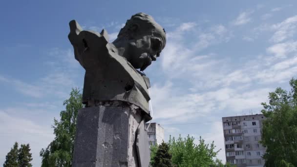 Tämä Varastossa Video Näyttää Shot Muistomerkki Taras Shevchenko Borodyanka Ukraina — kuvapankkivideo