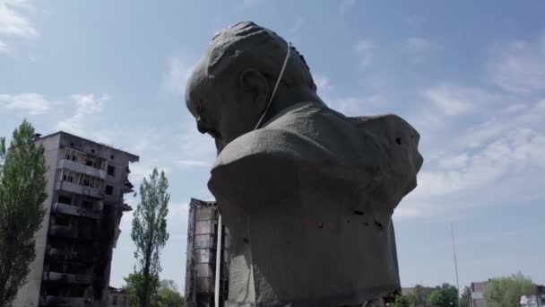 Stock Video Shows Shot Monument Taras Shevchenko Borodyanka Ukraine War — Stock Video