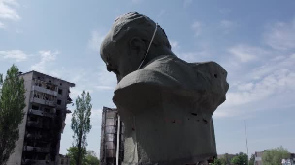 Este Video Muestra Monumento Taras Shevchenko Borodyanka Ucrania Durante Guerra — Vídeo de stock