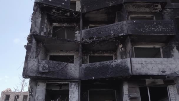 Этом Видео Видны Последствия Войны Украине Разрушенный Жилой Дом Бородянке — стоковое видео