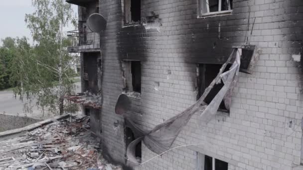 Stock Video Shows Aftermath War Ukraine Destroyed Residential Building Borodyanka — Stock Video