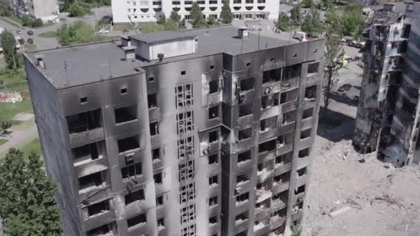 Este Video Muestra Las Secuelas Guerra Ucrania Edificio Residencial Destruido — Vídeos de Stock