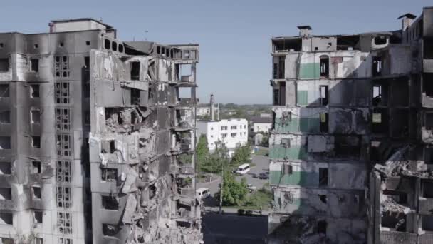 Este Video Muestra Las Secuelas Guerra Ucrania Edificio Residencial Destruido — Vídeos de Stock