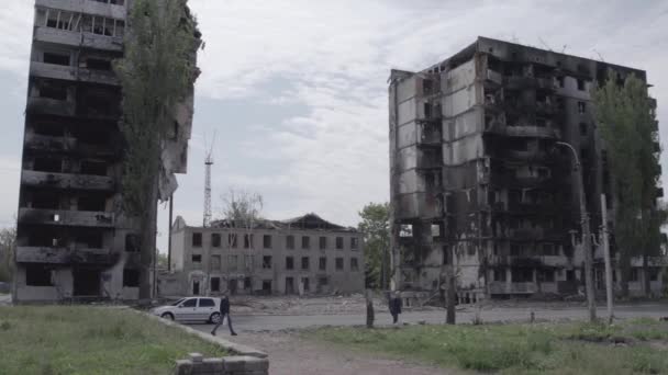 Este Video Muestra Las Secuelas Guerra Ucrania Edificio Residencial Destruido — Vídeos de Stock