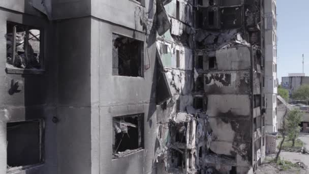 Stock Video Shows Aftermath War Ukraine Destroyed Residential Building Borodyanka — Stock Video