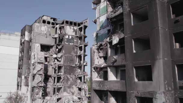 Questo Video Mostra Conseguenze Della Guerra Ucraina Edificio Residenziale Distrutto — Video Stock