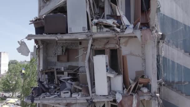 Este Video Muestra Las Secuelas Guerra Ucrania Edificio Residencial Destruido — Vídeos de Stock