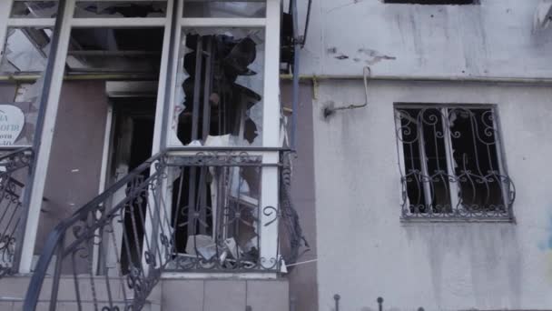 Este Video Muestra Las Secuelas Guerra Ucrania Edificio Residencial Destruido — Vídeos de Stock