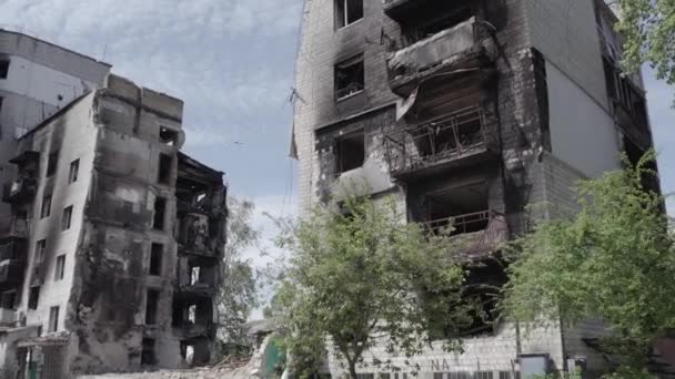 Este Video Muestra Las Secuelas Guerra Ucrania Edificio Residencial Destruido — Vídeos de Stock