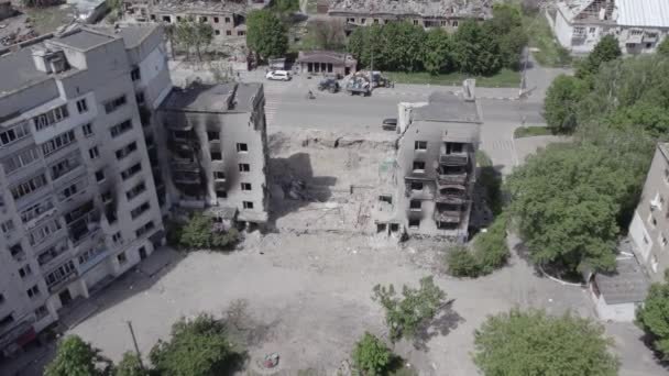 Відео Показує Наслідки Війни Україні Зруйнований Житловий Будинок Бородянці Округ — стокове відео