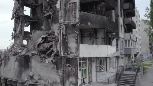 Questo Video Mostra Conseguenze Della Guerra Ucraina Edificio Residenziale Distrutto — Video Stock