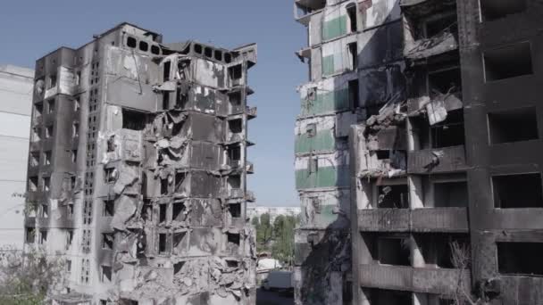 Este Video Muestra Las Secuelas Guerra Ucrania Edificio Residencial Destruido — Vídeo de stock